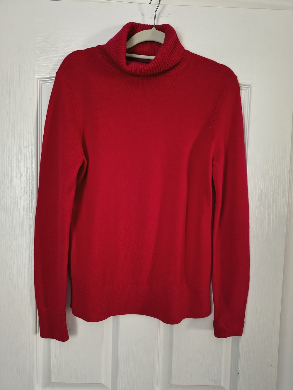 Lands End Red Cashmere Turtleneck Sweater Womens  Soft Luxury Knit Pullove
